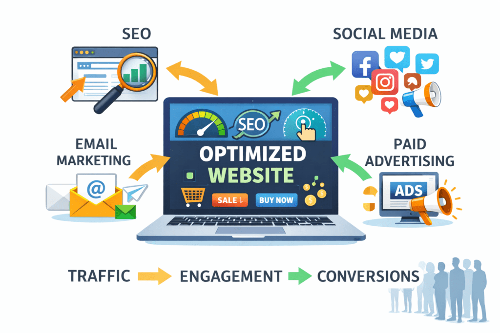 Website Optimization for Digital Marketing showing SEO