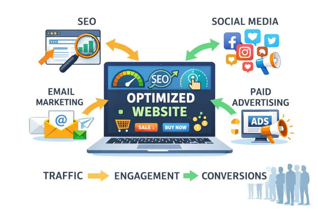 Website Optimization for Digital Marketing showing SEO